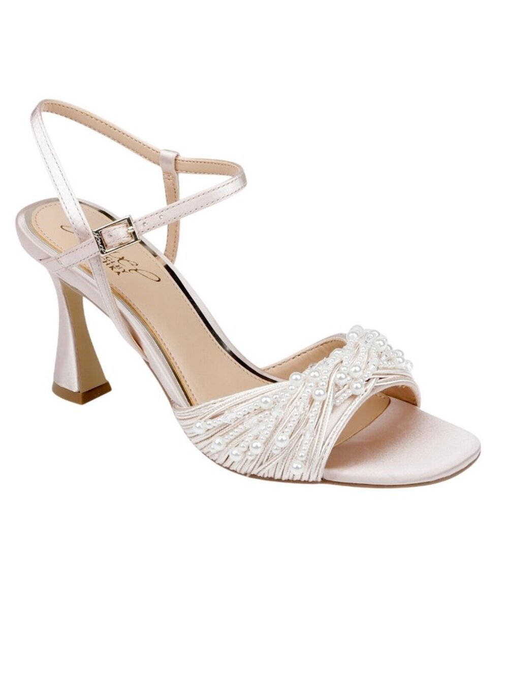 NWT Jewel Badgley Mischka Fanny Pearl Stiletto Heel Sandals Champagne Brown 9M